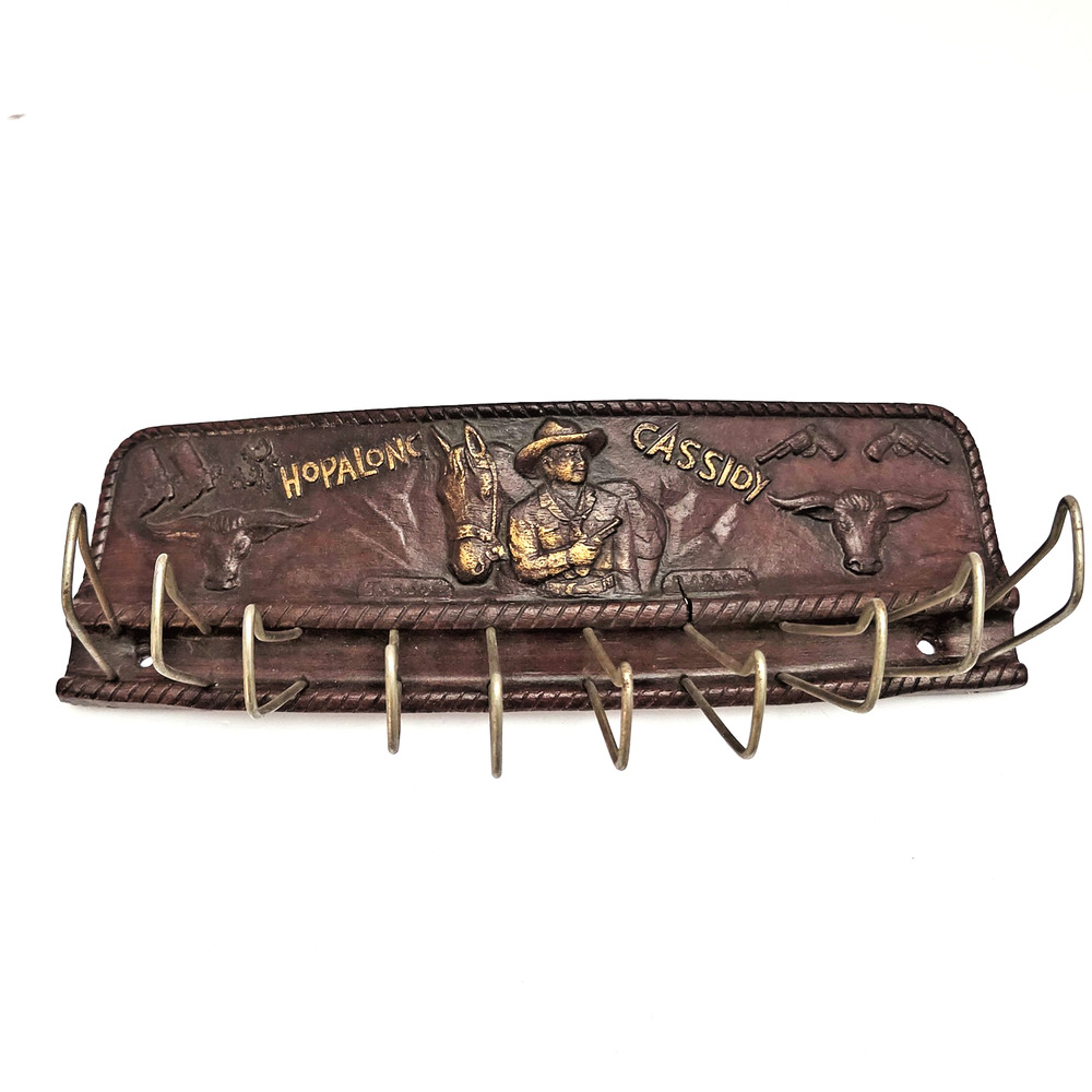 Vintage 1950s Hopalong Cassidy BAR-20 Cowboy Tie Belt Bolo Rack Western Hanger